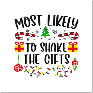 Most Likely To Shake The Gifts Funny Christmas Posters and Art